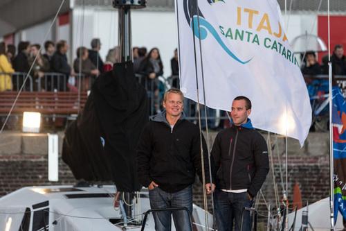 Transat jacques Vabre skippers introduction to the public in the Vatine Marina in Le Havre (North France) on October 26, 2013 ©  Jean-Marie Liot / DPPI / TJV http://www.transat-jacques-vabre.com/